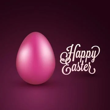 Realistic Glossy Egg with Stylish Calligraphy of Happy Easter on Dark Pink .. Stock Illustration