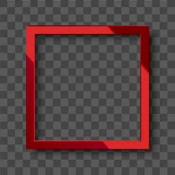 Realistic glossy red square frame on transparent background. Vector. Stock Illustration