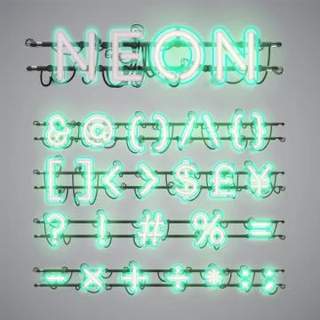 Realistic glowing double neon charcter on and off Stock Illustration