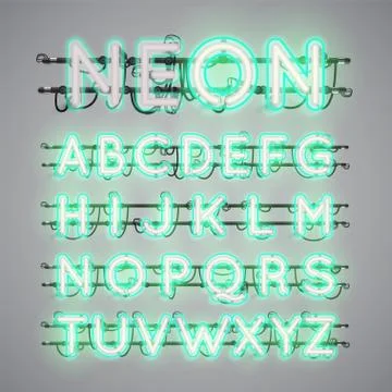 Realistic glowing double neon charcter on and off Stock Illustration