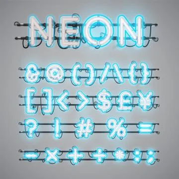 Realistic glowing double neon charcter on and off Stock Illustration