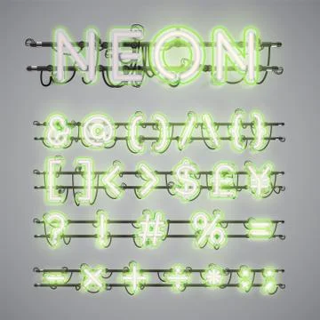 Realistic glowing double neon charcter on and off Stock Illustration