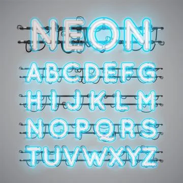 Realistic glowing double neon charcter on and off Stock Illustration