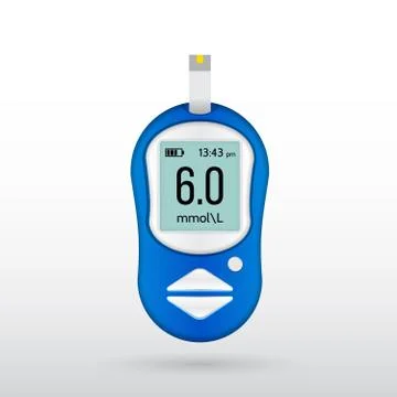 Realistic glucose meter vector illustration. Diabetes blood glucose test. Illustrazione stock