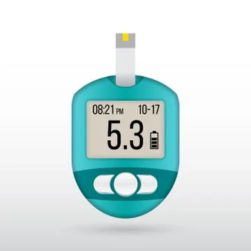 Realistic glucose meter vector illustration. Diabetes blood glucose test. Mod Stock Illustration
