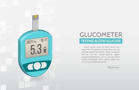 Realistic glucose meter vector illustration. Diabetes blood glucose test. Mod Stock Illustration