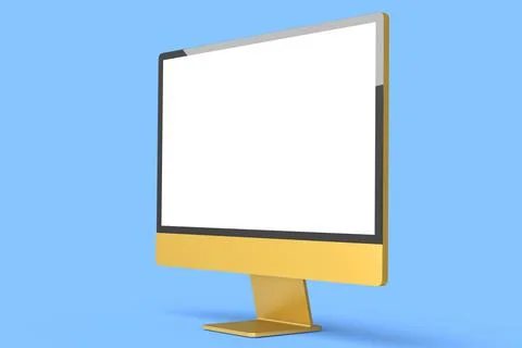 Realistic gold computer screen display with keyboard and mouse isolated on bl Stock Illustration
