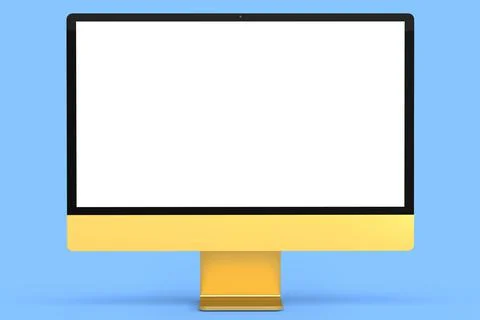 Realistic gold computer screen display with keyboard and mouse isolated on bl Stock Illustration