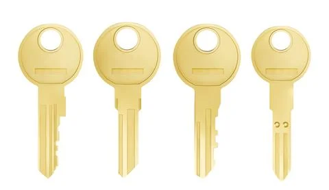 Realistic gold keys on white background. Stock Illustration
