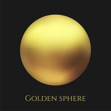 Realistic gold metal sphere, vector golden ball. Stock Illustration