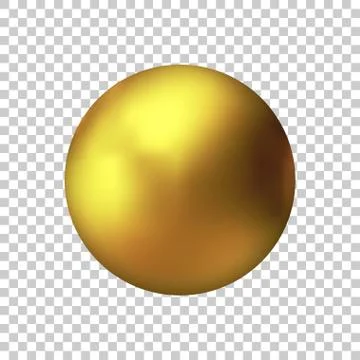 Realistic gold metal sphere, vector golden ball. Stock Illustration