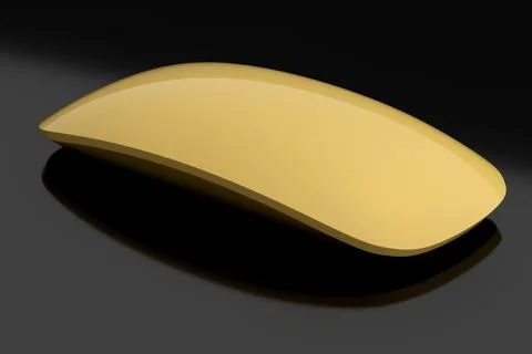 Realistic gold wireless computer mouse with touch isolated on black background. Stock Illustration