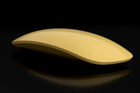 Realistic gold wireless computer mouse with touch isolated on black background. Stock Illustration