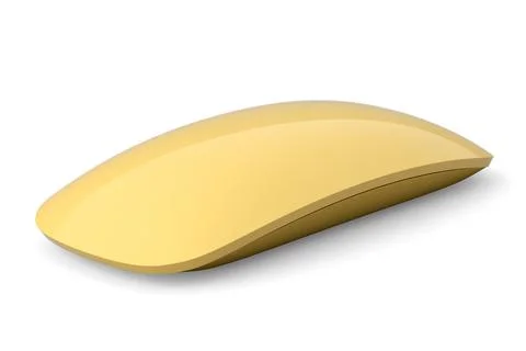 Realistic gold wireless computer mouse with touch isolated on black background. Stock Illustration
