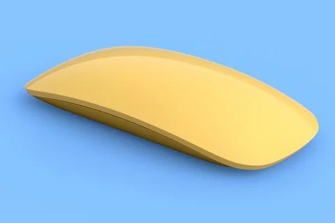 Realistic gold wireless computer mouse with touch isolated on blue background. Stock Illustration