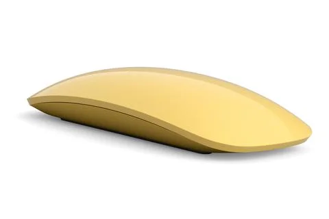 Realistic gold wireless computer mouse with touch isolated on black backgroun Stock Illustration