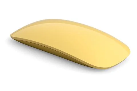 Realistic gold wireless computer mouse with touch isolated on black backgroun Stock Illustration