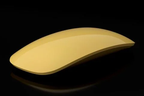 Realistic gold wireless computer mouse with touch isolated on black backgroun Stock Illustration