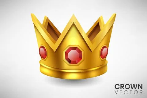Realistic Golden Crown with Ruby Stone. Vector Illustration 스톡 일러스트