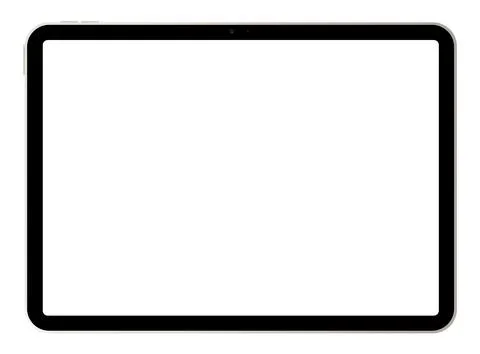 Realistic golden horizontal tablet empty screen frame overlay mockup. Mobile pad Stock Illustration