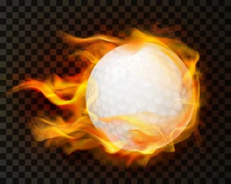 Realistic golf ball in fire Stock Illustration