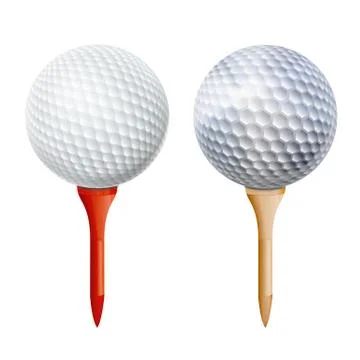 Realistic Golf Ball On Tee. Vector Isolated Illustration Stock Illustration