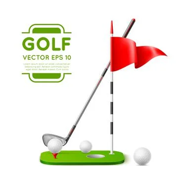 Realistic golf elements. Shooting preparation objects, sport game equipment Stock Illustration