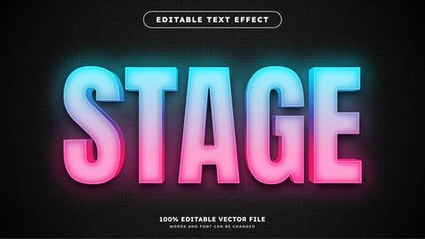 Realistic gradient light text effect on the wall background Text glows in t.. Stock Illustration