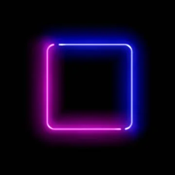 Realistic gradient neon square frame. Pink and blue colored blank template 스톡 일러스트