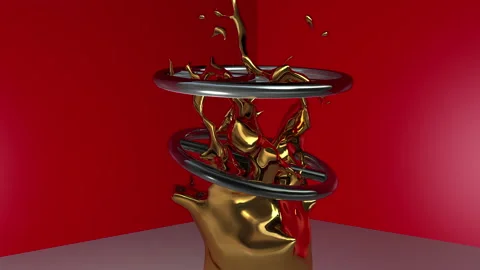 Realistic graphic animation of gold splashes - 4K - ProRes Stock Footage 154082178