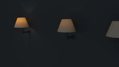 Realistic graphic realization turning on wall lamps - Full hd - ProRes Stock Footage 190434464