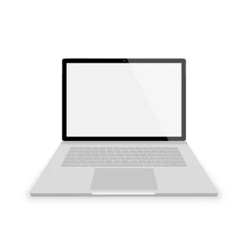 Realistic gray laptop front view. vector illustrations isolated on white back 스톡 일러스트