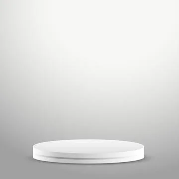 Realistic gray - white studio, white round podium - Vector Stock Illustration