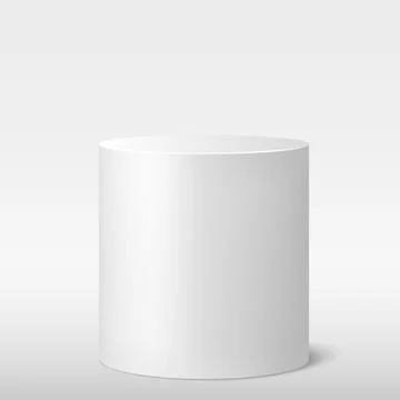 Realistic gray - white studio, white top hat podium - Vector Stock Illustration