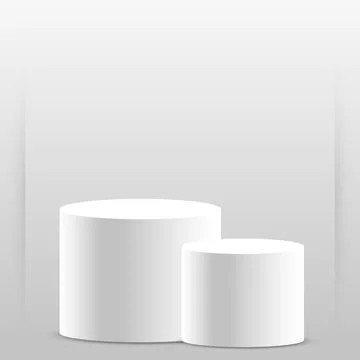 Realistic gray - white studio, white top hat podium - Vector Stock Illustration