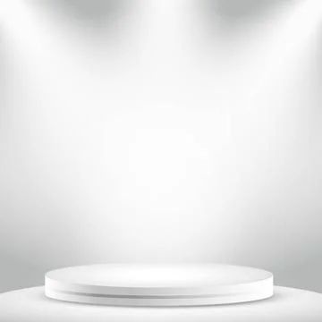 Realistic gray - white studio, white round podium - Vector Realistic gray ... Stock Photos
