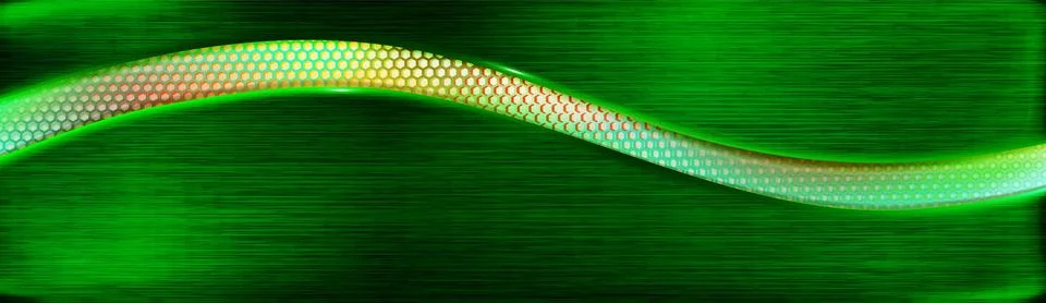 Realistic green background, high-tech materials. Technological wavy line. Stock Illustration