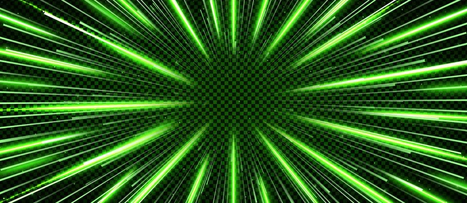 Realistic green binary rain hyperspace travel tunnel overlay. Abstract with open Illustrazione stock