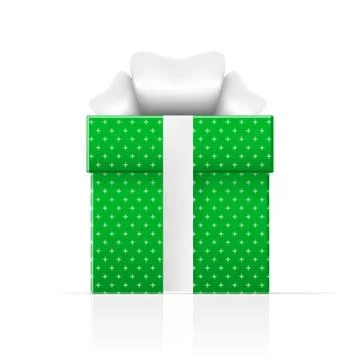 Realistic Green Gift Box With Simple Pattern 스톡 일러스트