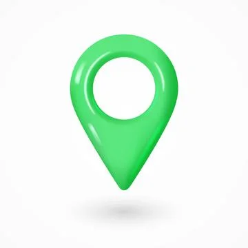 Realistic green icon map pointer. locate pin gps map. 3d design in plastic .. Stock Illustration