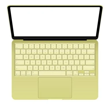 Realistic green laptop empty screen frame overlay mockup. Mobile PC display 库存插图
