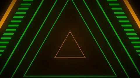 Realistic green light triangle shape isolate on black background. Stock Footage 166334738