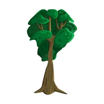 Realistic green oak tree isolated on white background - Vector Stock Illustration
