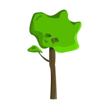 Realistic green oak tree isolated on white background - Vector Stock Illustration