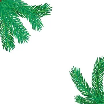 Realistic green pine branches with needles isolated vector illustration for s Illustrazione stock
