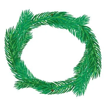 Realistic green pine branches with needles isolated vector illustration for s Stock Illustration