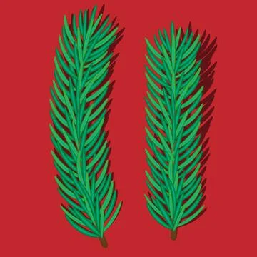 Realistic green pine branches with needles isolated vector illustration for s Illustrazione stock