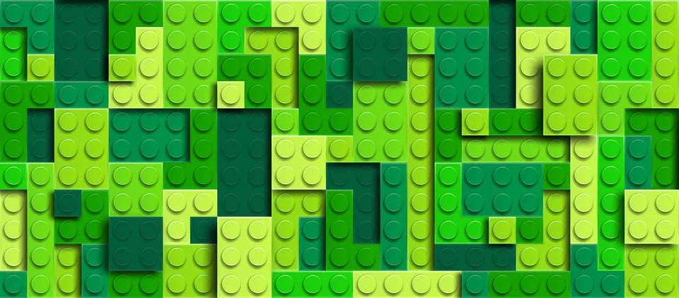 Realistic green plastic constructor background with shadows. Play and build 스톡 일러스트