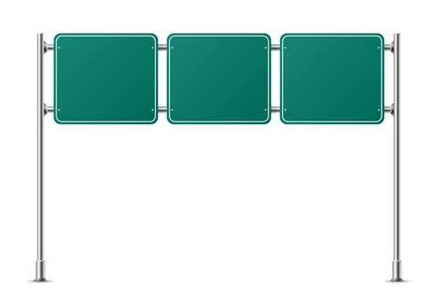 Realistic green rectangular traffic sign on metal steel pole isolated. Green Stock Illustration