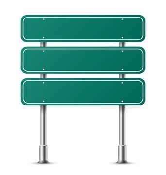Realistic green rectangular traffic sign on metal steel pole isolated. Green Stock Illustration